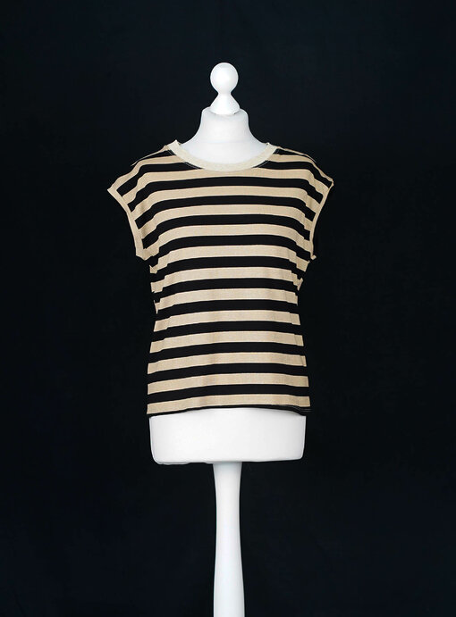 Feines Shirt "CAROLINA" schwarz/beige (BA38)