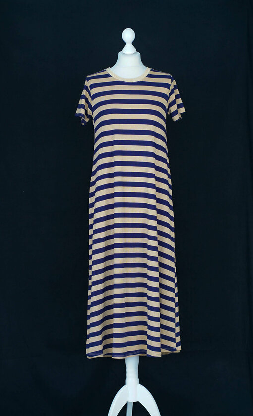 Lockeres Streifen-Kleid “MALEENA” dunkelblau/beige (GW26)