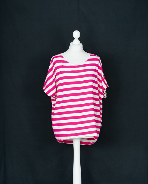 Lockeres Streifen-Shirt “ALISHA” pink/weiß (BA49)