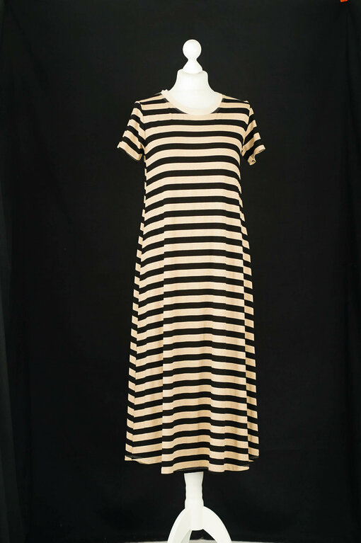 Lockeres Streifen-Kleid "MALEENA" schwarz/beige (GW26)