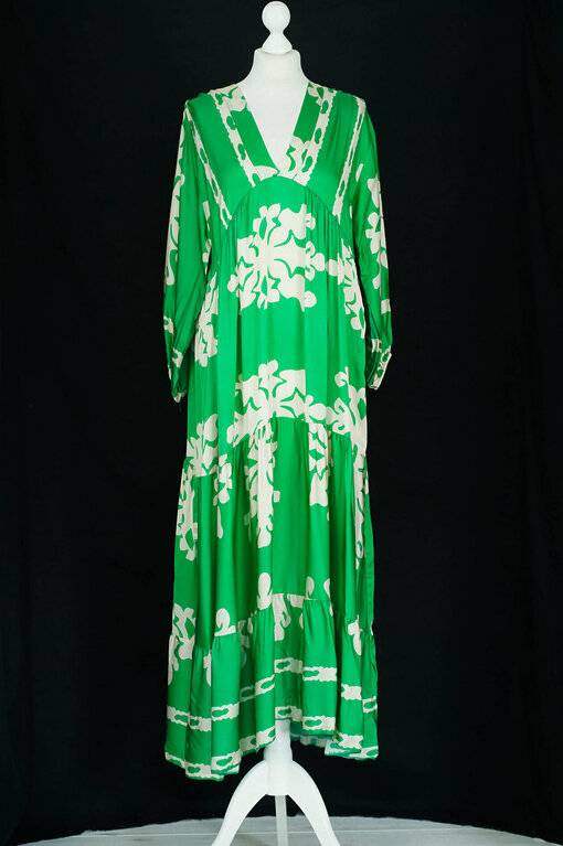 Langes Kleid "VERONA" grün/weiß (GW65)