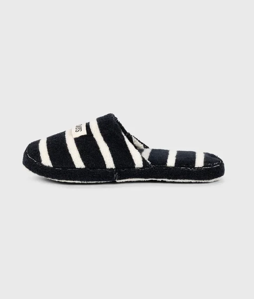 10DAYS - Slippers stripes "CAROLA" black/ecru (10D10)