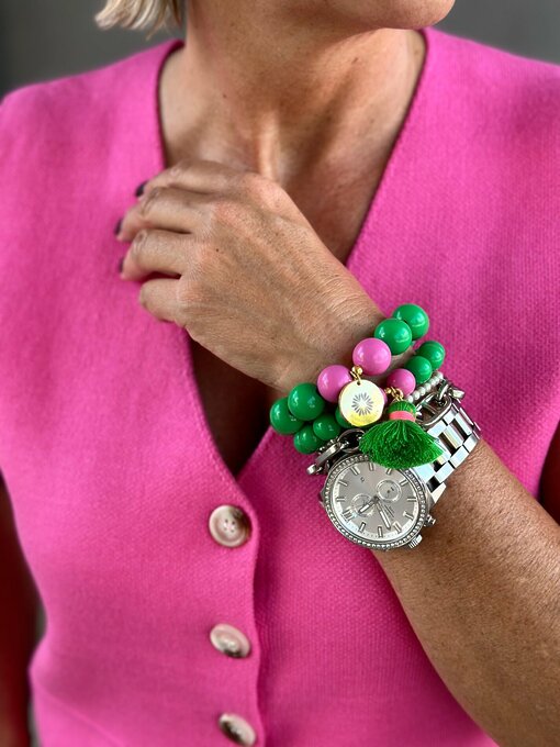 Perlenarmband "ALL GREEN/PINK" (SSK111) / Perlenarmband "ALL GREEN/PINK" (SSK112)