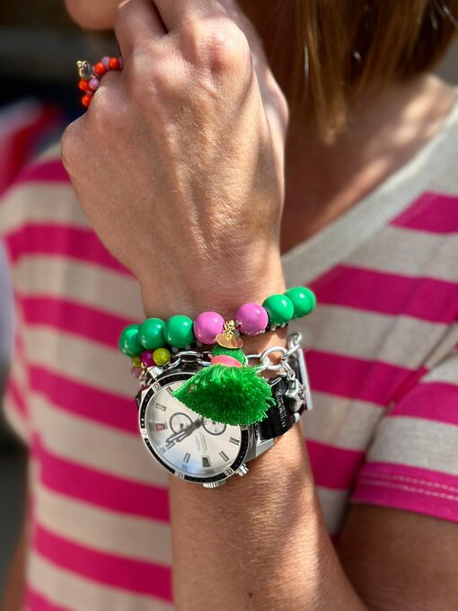 Perlenarmband "ALL GREEN/PINK" (SSK111)