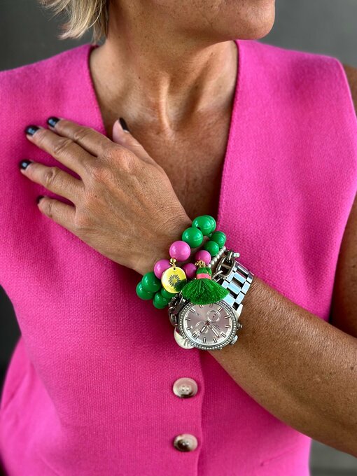 Perlenarmband "ALL GREEN/PINK" (SSK111) / Perlenarmband "ALL GREEN/PINK" (SSK112)