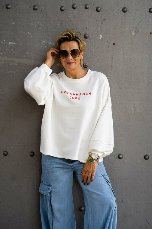 Statement Sweatshirt "SWANTJE" wollweiß (GW87)