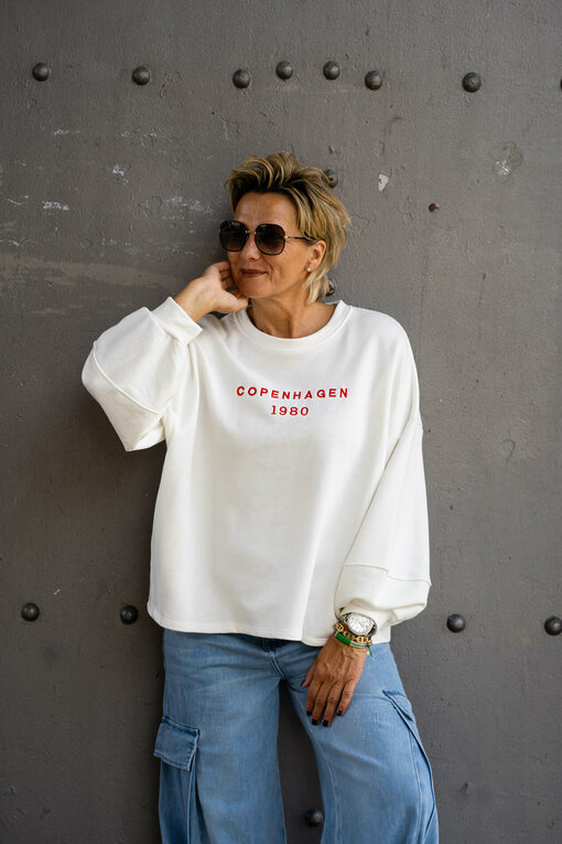 Statement Sweatshirt "SWANTJE" wollweiß (GW87)