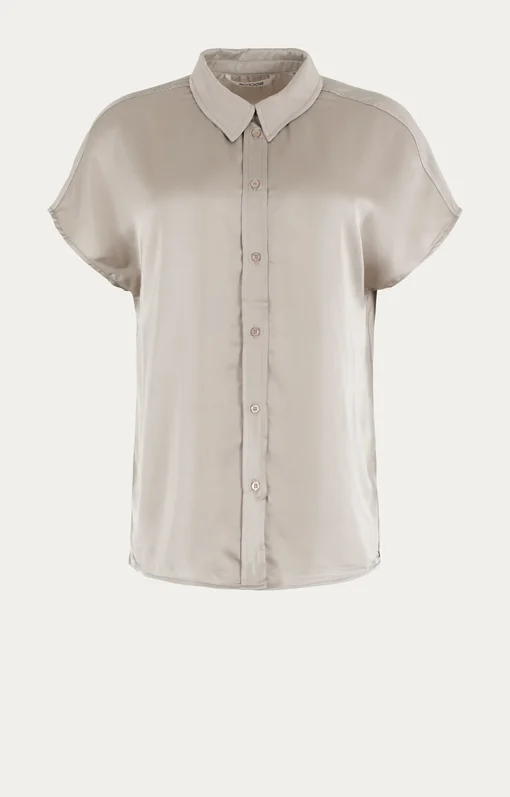 Feine Bluse "PETITE BUTTONS" light taupe solid (MSC08)