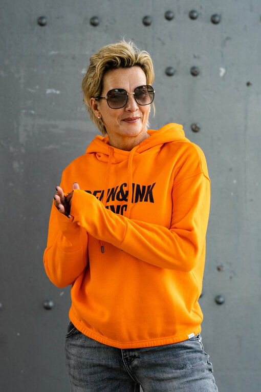 Hoodie “ASANA” orange/blackish (PI90)