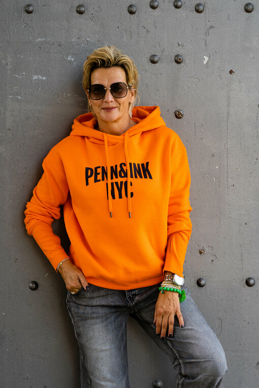 Hoodie “ASANA” orange/blackish (PI90)