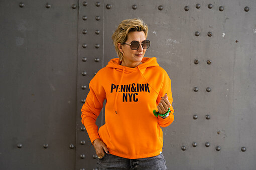 Hoodie “ASANA” orange/blackish (PI90)