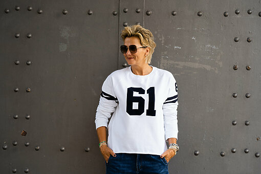 Sweater “LYNN” white/navy (PI16)