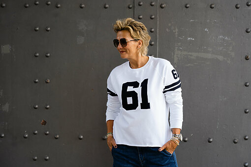 Sweater “LYNN” white/navy (PI16)