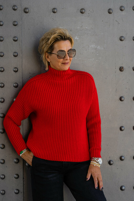 Grobstrickpullover "LEONIA" rot (GW204)