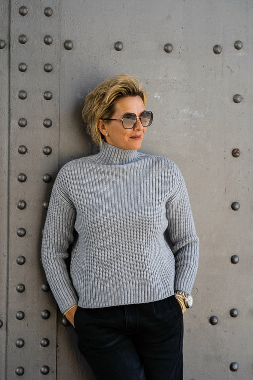 Grobstrickpullover "LEONIA" grau (GW204)