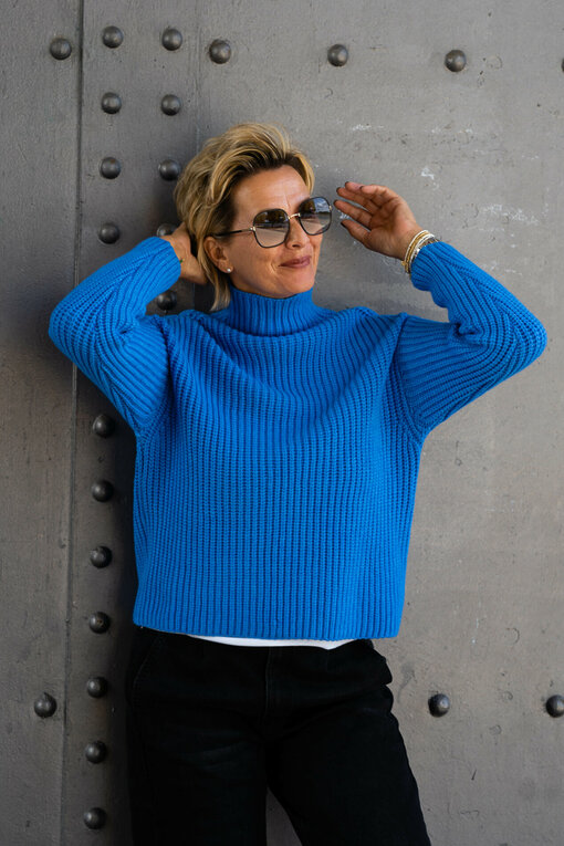 Grobstrickpullover "LEONIA" blau (GW204)