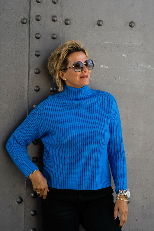 Grobstrickpullover "LEONIA" blau (GW204)