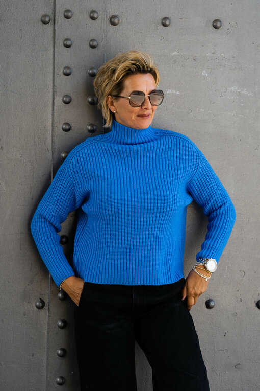 Grobstrickpullover "LEONIA" blau (GW204)