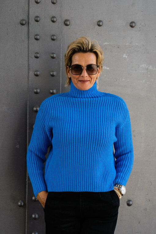 Grobstrickpullover "LEONIA" blau (GW204)