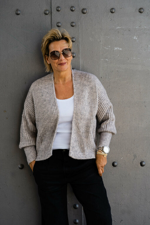 Lockerer Cardigan "FABIENNE" taupe (GW207)