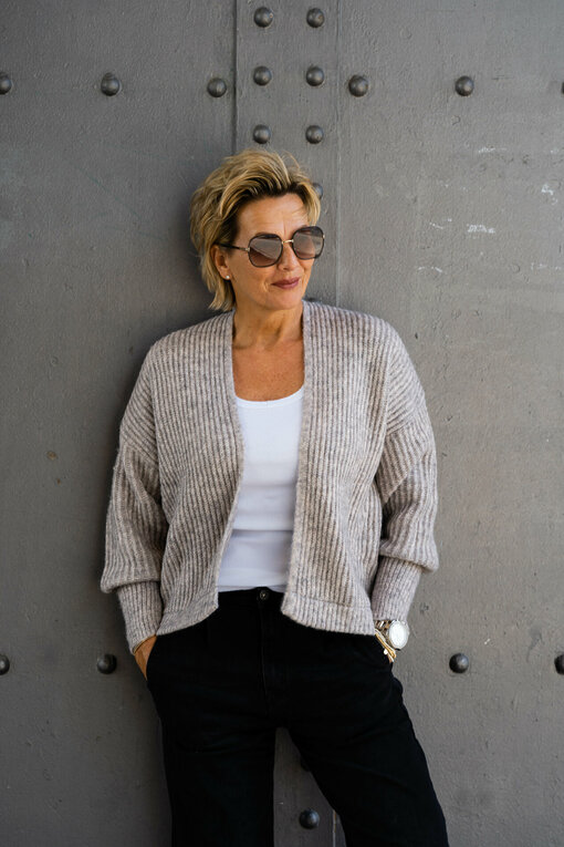 Lockerer Cardigan "FABIENNE" taupe (GW207)