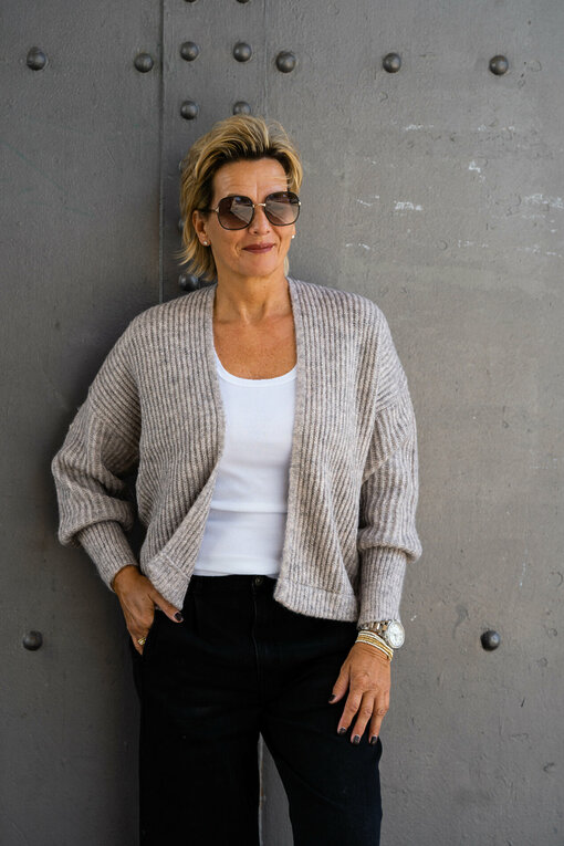 Lockerer Cardigan "FABIENNE" taupe (GW207)