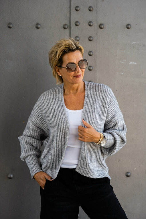 Lockerer Cardigan "FABIENNE" grau (GW207)