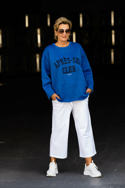 Sweater "ANTONIA" electric blue (10D27) / Culotte-Joggerhose “PRIA” weiß (H40)