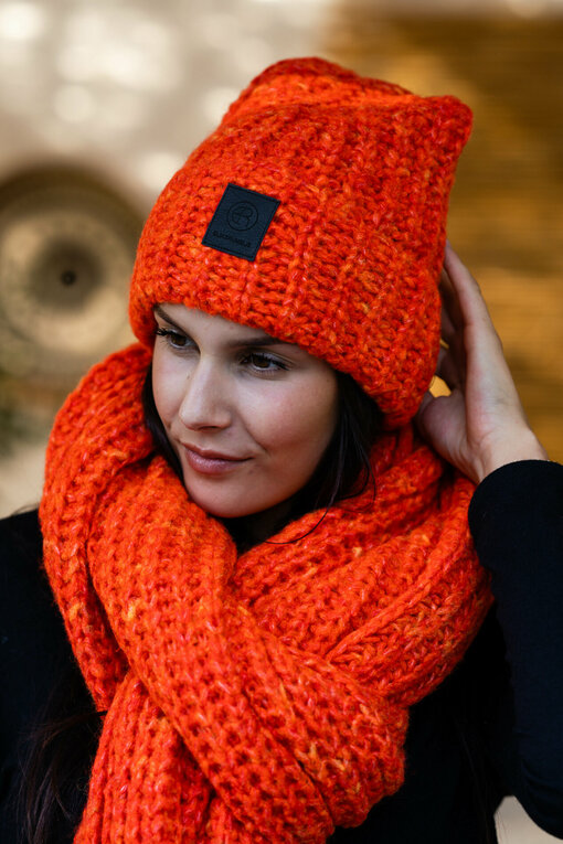 Strickmütze "JANKA" true orange (ER83)/ Strickschal "YOUNA" true orange (ER81)