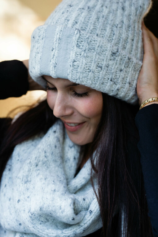 Knit Scarf “GEORGINIA” light grey (10D72) / Beanie Melee “TISHA” light grey melee(10D86)