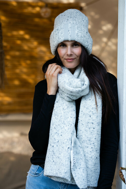 Knit Scarf “GEORGINIA” light grey (10D72) / Beanie Melee “TISHA” light grey melee(10D86)