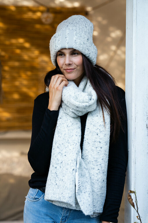 Knit Scarf “GEORGINIA” light grey (10D72) / Beanie Melee “TISHA” light grey melee(10D86)