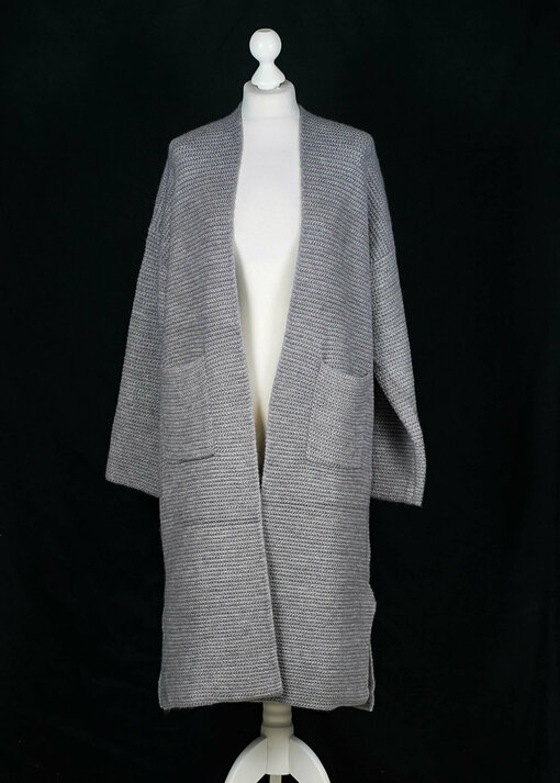 Langer Strickcardigan "BETTY" grey (GW52)