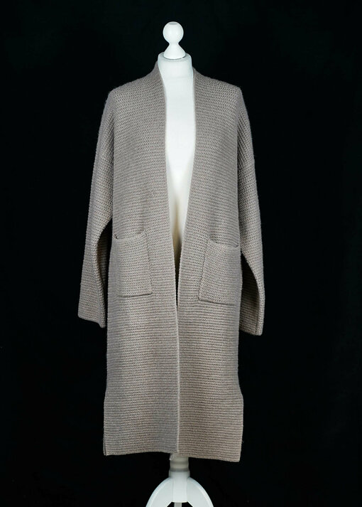 Langer Strickcardigan "BETTY" taupe (GW52)