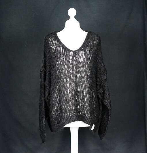 Kuscheliger Strickpullover "INEZ" black melange (CC02)