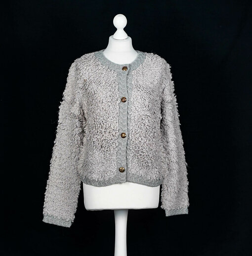 Strickjacke in Teddy Optik "SUELA" hellgrau (GW35)