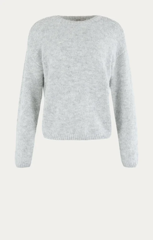 Wunderschöner Strickpullover "SENSE" light grey melange solid (MSC29)