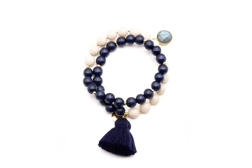 Wickelarmband "MALA TWIN BLUE IVORY" (SSK122)