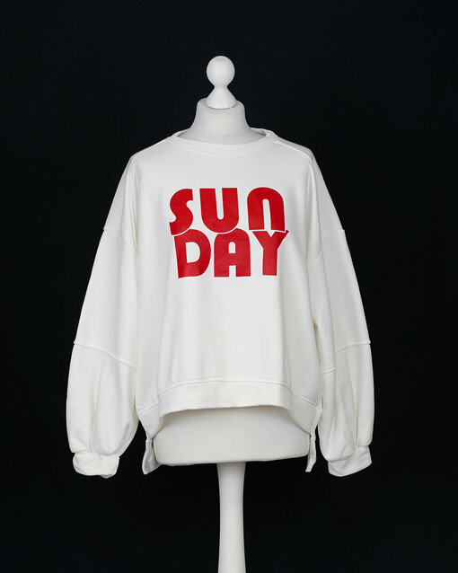 Cooler Sweater "SUNDAY" ecru/rot (GW25)