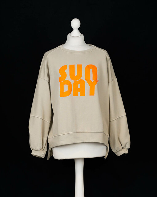 Cooler Sweater "SUNDAY" beige/neon orange (GW25)