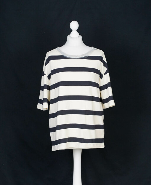 Short Sleeve Tee Stripe "LIPPI" light natural/ grey raven (10D129)