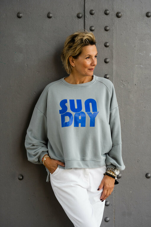 Cooler Sweater "SUNDAY" grau/blau (GW25)