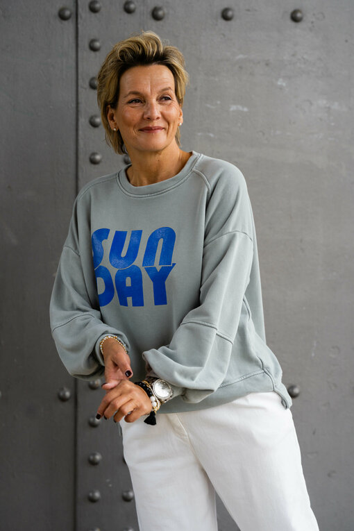 Cooler Sweater "SUNDAY" grau/blau (GW25)