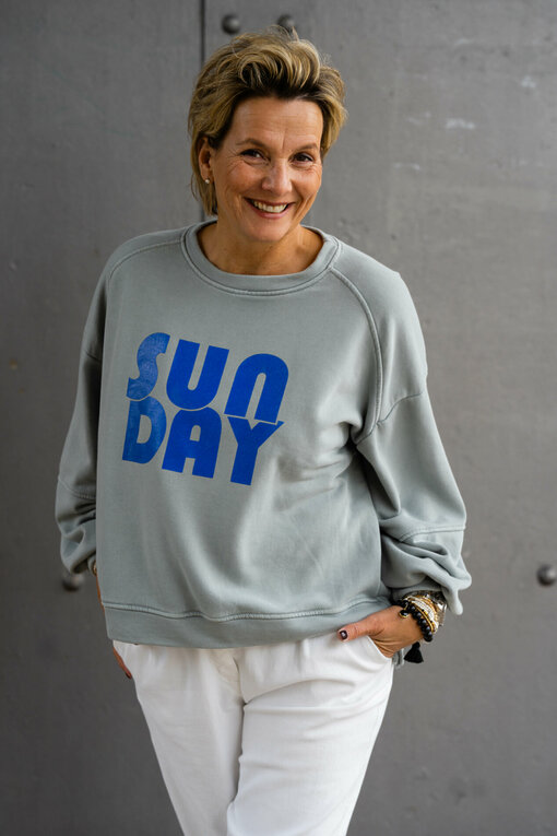 Cooler Sweater "SUNDAY" grau/blau (GW25)