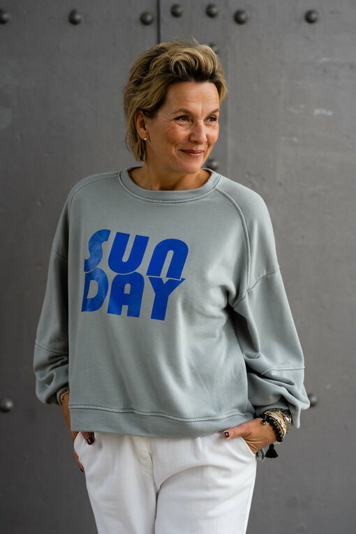 Cooler Sweater "SUNDAY" grau/blau (GW25)