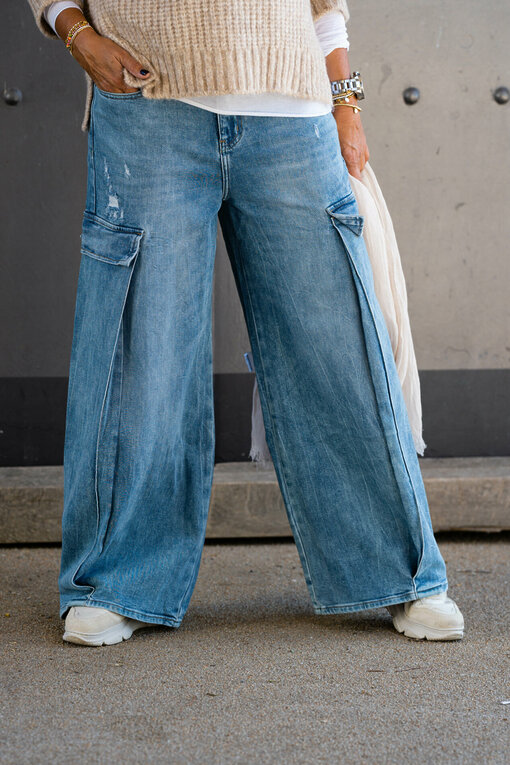 Weite Cargo Jeans "LILLI" - radiant blue (ER11)