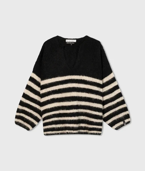 Alpakamix Strickpullover "VANA" black/ light latte (10D64)