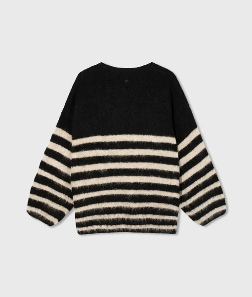 Alpakamix Strickpullover "VANA" black/ light latte (10D64)