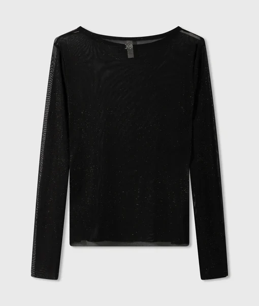 Edles Glitzer Longsleeve "RILEY" black (10D33)