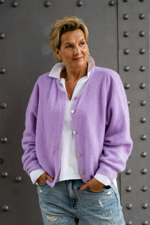 Alpaka Strickcardigan "JANE" flieder (GW15)